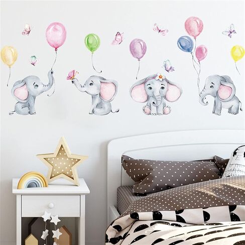 Colorful Cute Cartoon Lovely Animals Clouds Balloons Wall Stickers for Kids Watercolor Removable Wall Decals DIY Decorations for Nursery Baby Boys Girls Bedroom Playroom Living Room Gaming Room in Saudi Arabia