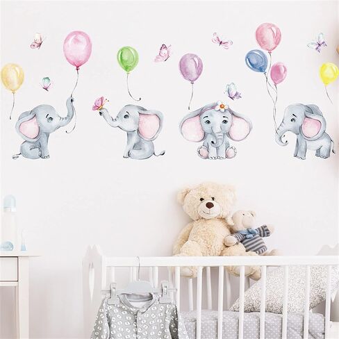 Colorful Cute Cartoon Lovely Animals Clouds Balloons Wall Stickers for Kids Watercolor Removable Wall Decals DIY Decorations for Nursery Baby Boys Girls Bedroom Playroom Living Room Gaming Room in Saudi Arabia