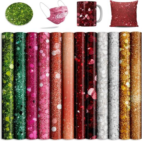 Sublimation Transfer Sheets for Heat Press Machine, Glitter 12x12inch Sublimation Paper for Tumblers Blanks Tshirts,8 Sheets in Kuwait