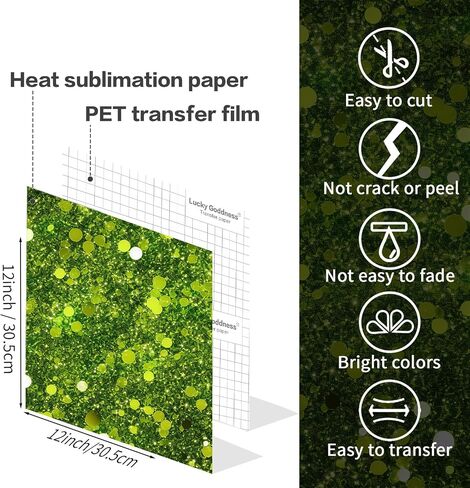 Sublimation Transfer Sheets for Heat Press Machine, Glitter 12x12inch Sublimation Paper for Tumblers Blanks Tshirts,8 Sheets in Kuwait