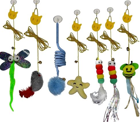 7 Packs Cat Toys Door Hanging cat Toy Cat Retractable Springs Cat Toy for Kitten Door Hanging Mouse Ball Kitty Toys for Exercise Hunting Chase in Kuwait
