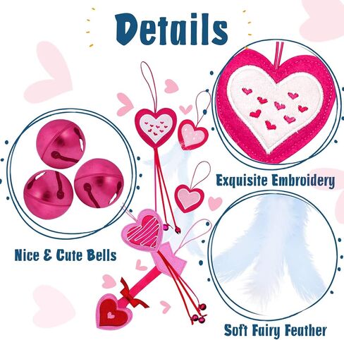 Valentine's Day Cat Toys 5 Pack Cat Feather Toys Door Hanging Cats Teaser Toys Catnip Filled Feline Kitten Chasing Toys with Bells for Indoor Cats Kittens in Kuwait