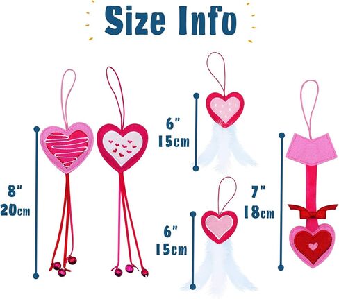 Valentine's Day Cat Toys 5 Pack Cat Feather Toys Door Hanging Cats Teaser Toys Catnip Filled Feline Kitten Chasing Toys with Bells for Indoor Cats Kittens in Kuwait