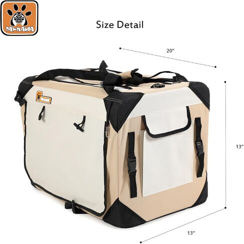 PAWMANIA Large Cat Carrier Soft Small Dog Crate Collapsible Pet Carrier Portable Dog Kennel Indoor/Outside/Travel/Car,with Plush Pet Bed,Red 24×16×16in in Saudi Arabia