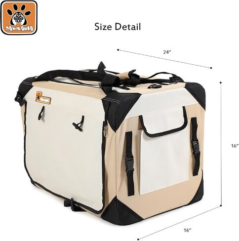 PAWMANIA Large Cat Carrier Soft Small Dog Crate Collapsible Pet Carrier Portable Dog Kennel Indoor/Outside/Travel/Car,with Plush Pet Bed,Red 24×16×16in in Saudi Arabia