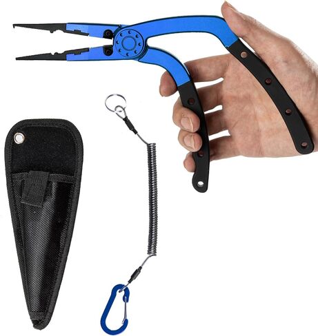 Night Cat Fishing Pliers with Sheath and Lanyard, Long Nose Jaws Braid line Cutters, Saltwater Crimper,Split Ring Openers,Hook Removers, Fishing Tools Gears Rustproof in Saudi Arabia