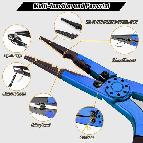 Night Cat Fishing Pliers with Sheath and Lanyard, Long Nose Jaws Braid line Cutters, Saltwater Crimper,Split Ring Openers,Hook Removers, Fishing Tools Gears Rustproof in Saudi Arabia