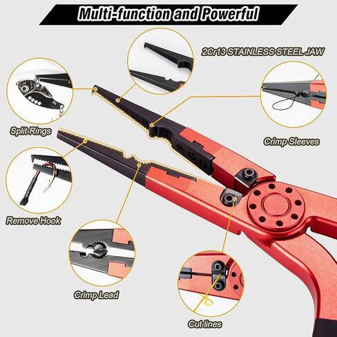 Night Cat Fishing Pliers with Sheath and Lanyard, Long Nose Jaws Braid line Cutters, Saltwater Crimper,Split Ring Openers,Hook Removers, Fishing Tools Gears Rustproof in Saudi Arabia
