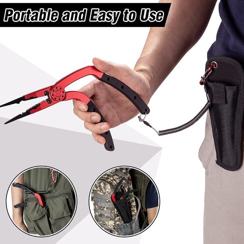 Night Cat Fishing Pliers with Sheath and Lanyard, Long Nose Jaws Braid line Cutters, Saltwater Crimper,Split Ring Openers,Hook Removers, Fishing Tools Gears Rustproof in Saudi Arabia