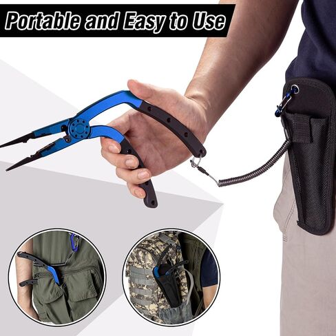 Night Cat Fishing Pliers with Sheath and Lanyard, Long Nose Jaws Braid line Cutters, Saltwater Crimper,Split Ring Openers,Hook Removers, Fishing Tools Gears Rustproof in Saudi Arabia