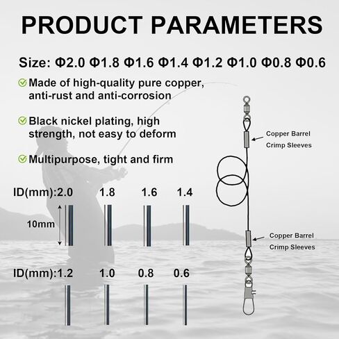 Copper Barrel Crimp Sleeves, Single/Double Barrel Fishing Line Crimping Loop Sleeve, Copper Tube for Fishing Tackle Leader Rigging in Saudi Arabia
