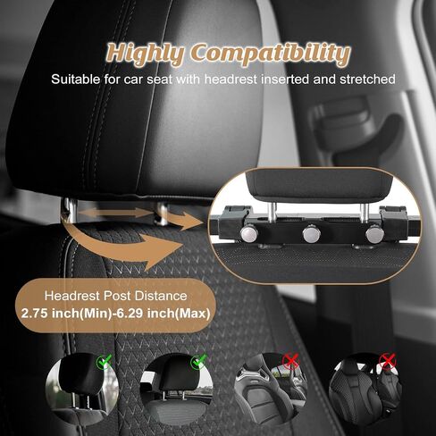 SanLead Car Headrest Pillow Detachable, U Shaped Road Pal Headrest Black Head Neck Support, 180 Degree Adjustable Car Seat Head Neck Support in Saudi Arabia