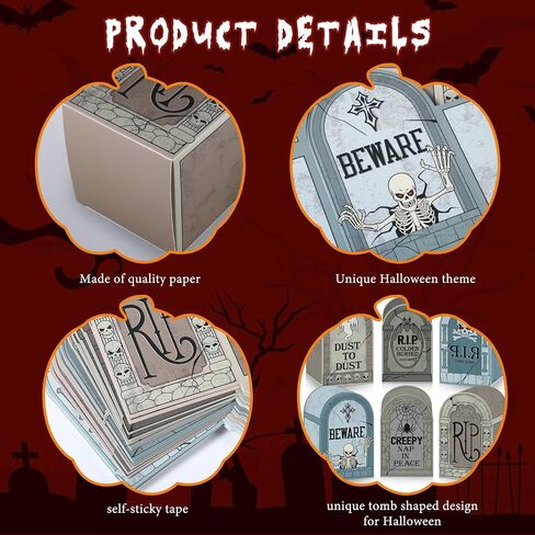 PerKoop 24 Pcs Halloween Tombstone Bags Trick Or Treat Candy Goody Boxes Halloween Paper Gift Box Tombstone Treat Bags for Kids Party Favors Snacks Cookies Party Supplies Halloween Decorations in Saudi Arabia