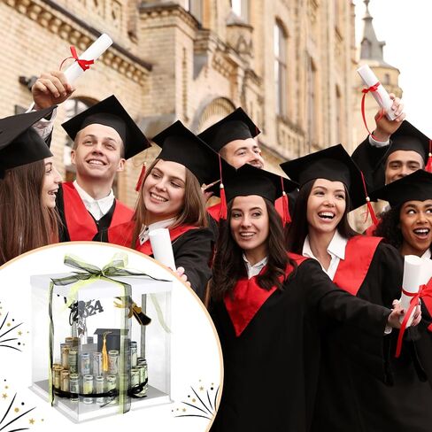 beeveer التخرج المال هدية مربع فئة من 2024 النقدية هدية عدة تهنئة غراد المال حامل كعكة مربع مع علبة المال وقفل كعكة النقدية DIY هدية تحية فريدة من نوعها لتزيين حفلة التخرج in Saudi Arabia