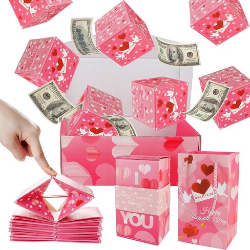 Surprise Gift Box Explosion for Money, Unique Folding Bouncing Red Envelope Gift Box, Creative Pop up Explosion Gift Boxes, Explosion Gift Box for Valentine, Proposal, Birthday, Anniversary in Saudi Arabia