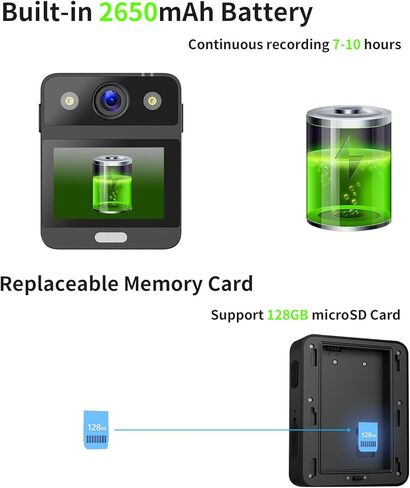 كاميرا الجسم SJCAM A20 4K مسجل فيديو محمول مع EIS 2.33 بوصة تعمل باللمس وكاميرا أمان يمكن ارتداؤها 7-10 ساعات عمر البطارية، لإنفاذ القانون، والحراسة، والمنزل، والخارج، والسفر، والتخييم، وركوب الدراجات in Kuwait