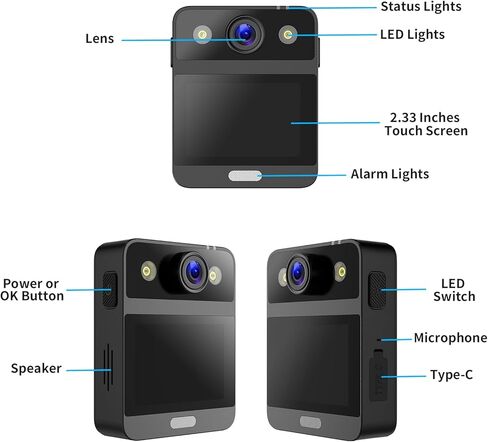 كاميرا الجسم SJCAM A20 4K مسجل فيديو محمول مع EIS 2.33 بوصة تعمل باللمس وكاميرا أمان يمكن ارتداؤها 7-10 ساعات عمر البطارية، لإنفاذ القانون، والحراسة، والمنزل، والخارج، والسفر، والتخييم، وركوب الدراجات in Kuwait