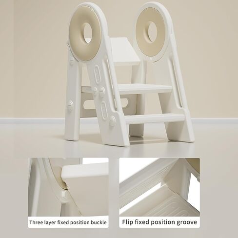 Step Stool for Kids Toddler, Adjustable 3 Folding, Learning Helper Stool for Bathroom Sink Toilet Potty Kitchen Counter with Handles and Non-Slip Pads(Blue) in Kuwait