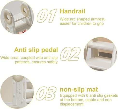 Step Stool for Kids Toddler, Adjustable 3 Folding, Learning Helper Stool for Bathroom Sink Toilet Potty Kitchen Counter with Handles and Non-Slip Pads(Blue) in Kuwait