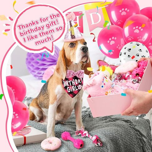 23 Pcs Dog Birthday Party Supplies Set Birthday Toys Cake Teething Squeak Interactive Decorations with Box for Puppy Small Medium Dog(Blue) in Saudi Arabia
