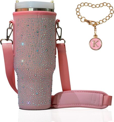 40 oz Stanley Cup Bag, Water Bottle Holder Pouch with Adjustable Strap Tumbler Carrier for Stanley Cup Accessories Stanley Backpack for Cup (Pink Color) in Saudi Arabia