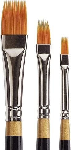 KINGART B-031 Premium 3 pc. Original Gold 9120 Series RAKE Comb Artist Brush Set, Synthetic Golden Taklon Hair for Acrylic, Oil, Watercolor and Gouache Paint, Short Handle, 3 Sizes: 1/8", 1/4", 1/2" in Saudi Arabia