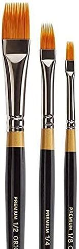 KINGART B-031 Premium 3 pc. Original Gold 9120 Series RAKE Comb Artist Brush Set, Synthetic Golden Taklon Hair for Acrylic, Oil, Watercolor and Gouache Paint, Short Handle, 3 Sizes: 1/8", 1/4", 1/2" in Saudi Arabia