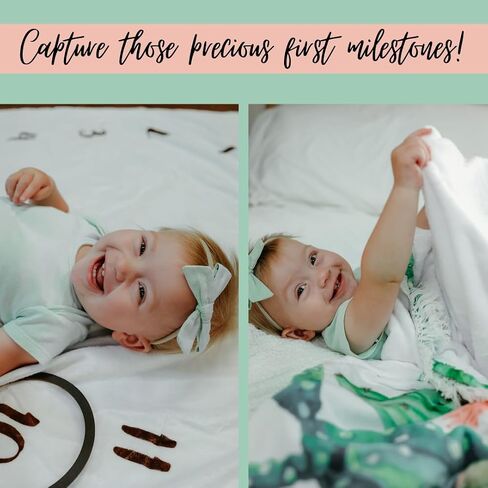 Baby Milestone Blanket - Gender Neutral Monthly Photo Blanket Growth Chart - Newborn To 12 Months Photo Props Baby Blanket - Perfect Boy Or Girl Boho Baby Shower Registry Gifts With Fringe 45" X 53" in Saudi Arabia
