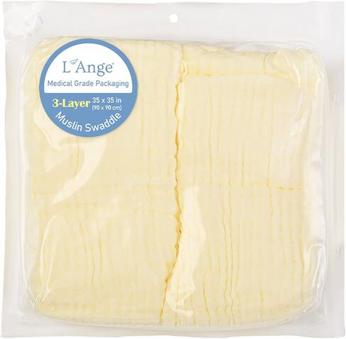 حزمة قماط الأطفال من لانج مقاس 2-35 × 35 بوصة، 3 طبقات، بطانية استقبال الرضع من قطن الموسلين الأبيض، غطاء للرضاعة وعربة الأطفال، للبشرة الحساسة لحديثي الولادة، تغليف من الدرجة الطبية in Kuwait