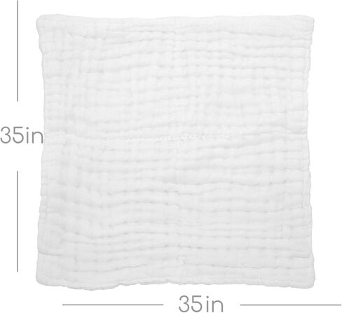 حزمة قماط الأطفال من لانج مقاس 2-35 × 35 بوصة، 3 طبقات، بطانية استقبال الرضع من قطن الموسلين الأبيض، غطاء للرضاعة وعربة الأطفال، للبشرة الحساسة لحديثي الولادة، تغليف من الدرجة الطبية in Kuwait