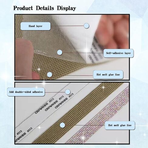 1 Rolls Self-Adhesive Crystal Rhinestone Diamond Ribbon - Champagne Crystal Rhinestone DIY Decoration Sticker, Bling Ribbons for Car Decoration, Wedding Cakes (1 Yard / 10 Rows of Diamonds) in Saudi Arabia