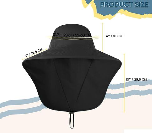 UPF 50+ Sun Protection Hat for Men and Women, Wide Brim Outdoor Beach Fishing Cap with Neck Flap, Breathable Mesh, Windproof in Saudi Arabia