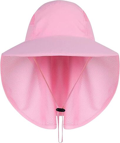 UPF 50+ Sun Protection Hat for Men and Women, Wide Brim Outdoor Beach Fishing Cap with Neck Flap, Breathable Mesh, Windproof in Saudi Arabia