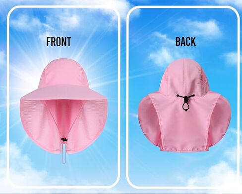 UPF 50+ Sun Protection Hat for Men and Women, Wide Brim Outdoor Beach Fishing Cap with Neck Flap, Breathable Mesh, Windproof in Saudi Arabia