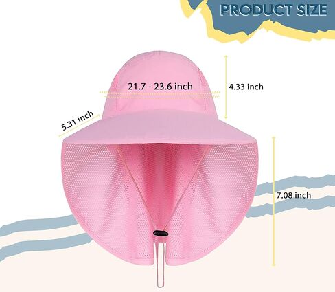UPF 50+ Sun Protection Hat for Men and Women, Wide Brim Outdoor Beach Fishing Cap with Neck Flap, Breathable Mesh, Windproof in Saudi Arabia