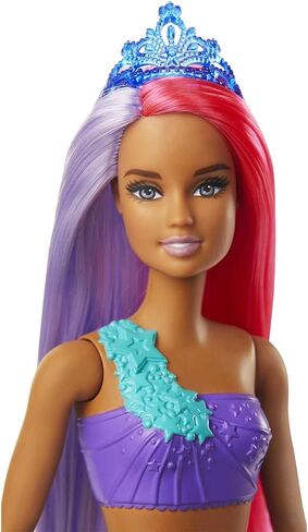 Barbie Dreamtopia Mermaid Doll, 12-inch, Pink and Purple Hair, with Tiara, Gift for 3 to 7 Year Olds in Saudi Arabia