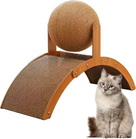 Cat Scratcher Toy, Natural Sisal Cat Scratching Board with Ball, Cardboard Cats Scratching Interactive Solid Wood Durable Scratch for Indoor Kitties Wear-Resistant Furniture Supplies, Pet Toy in Kuwait