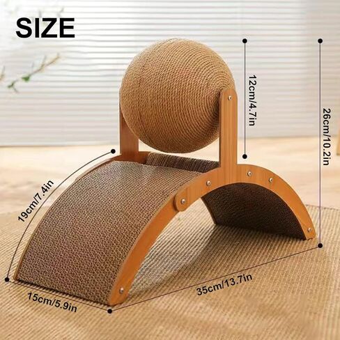 Cat Scratcher Toy, Natural Sisal Cat Scratching Board with Ball, Cardboard Cats Scratching Interactive Solid Wood Durable Scratch for Indoor Kitties Wear-Resistant Furniture Supplies, Pet Toy in Kuwait
