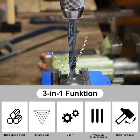 Valkynos 6Pcs 1/4 Bit Holder and 6Pcs Combination Drill & Taps Bit Set, Quick Release Bits Holder Keychain Cool Stuff for Men, 1/4 Hex Shank Socket Screwdriver Drill Bits Organizer, Black in Saudi Arabia