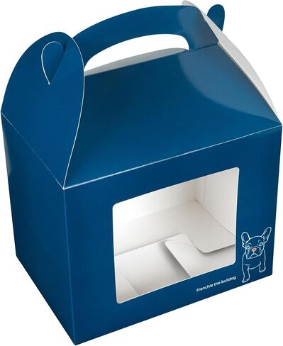 صناديق الجملون مقاس 10 × 7 × 8 بوصة من Bio Tek لمفضلات الحفلات، 25 صندوق هدايا متين - تصميم Frenchie The Bulldog، مع نافذة شفافة للحيوانات الأليفة، وصناديق حظيرة ورقية زرقاء، ومقبض مدمج - أدوات المطاعم in Saudi Arabia
