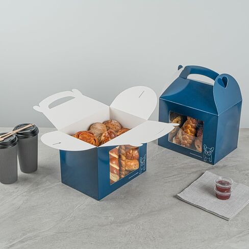صناديق الجملون مقاس 10 × 7 × 8 بوصة من Bio Tek لمفضلات الحفلات، 25 صندوق هدايا متين - تصميم Frenchie The Bulldog، مع نافذة شفافة للحيوانات الأليفة، وصناديق حظيرة ورقية زرقاء، ومقبض مدمج - أدوات المطاعم in Saudi Arabia
