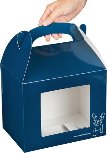 صناديق الجملون مقاس 10 × 7 × 8 بوصة من Bio Tek لمفضلات الحفلات، 25 صندوق هدايا متين - تصميم Frenchie The Bulldog، مع نافذة شفافة للحيوانات الأليفة، وصناديق حظيرة ورقية زرقاء، ومقبض مدمج - أدوات المطاعم in Saudi Arabia