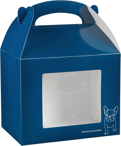 صناديق الجملون مقاس 10 × 7 × 8 بوصة من Bio Tek لمفضلات الحفلات، 25 صندوق هدايا متين - تصميم Frenchie The Bulldog، مع نافذة شفافة للحيوانات الأليفة، وصناديق حظيرة ورقية زرقاء، ومقبض مدمج - أدوات المطاعم in Saudi Arabia