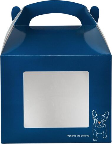 صناديق الجملون مقاس 10 × 7 × 8 بوصة من Bio Tek لمفضلات الحفلات، 25 صندوق هدايا متين - تصميم Frenchie The Bulldog، مع نافذة شفافة للحيوانات الأليفة، وصناديق حظيرة ورقية زرقاء، ومقبض مدمج - أدوات المطاعم in Saudi Arabia