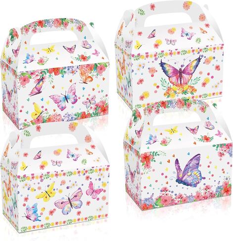 NA 12 Pack Butterfly Party Favor Treat Boxes Butterfly Themed Floral Cardboard Box Spring Butterfly Print Party Goodie Candy Treat Present Boxes for Birthday Wedding Decoration Supplies in Saudi Arabia