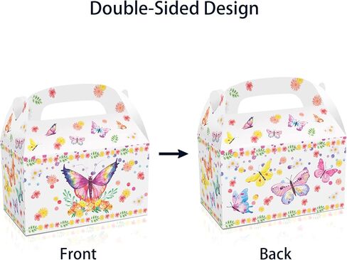 NA 12 Pack Butterfly Party Favor Treat Boxes Butterfly Themed Floral Cardboard Box Spring Butterfly Print Party Goodie Candy Treat Present Boxes for Birthday Wedding Decoration Supplies in Saudi Arabia