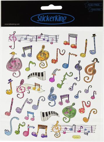 Tattoo King Multicolored Stickers, Music Notes (Pack of 2) in Saudi Arabia