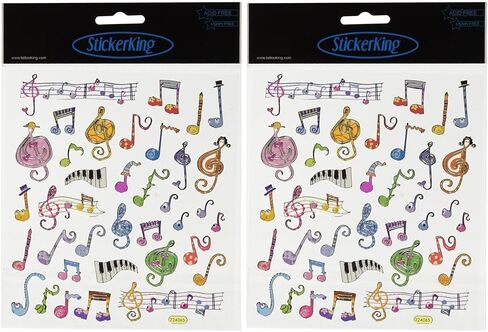 Tattoo King Multicolored Stickers, Music Notes (Pack of 2) in Saudi Arabia