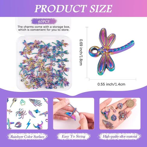 Alloy Cross Angel Wings Moon Flower Charms Pendant Rainbow Color Charms for Bracelet Necklace Earrings Jewelry Making DIY Craft Supplies in Saudi Arabia