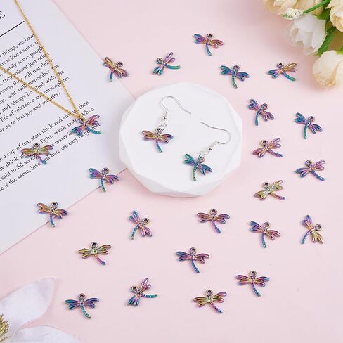 Alloy Cross Angel Wings Moon Flower Charms Pendant Rainbow Color Charms for Bracelet Necklace Earrings Jewelry Making DIY Craft Supplies in Saudi Arabia